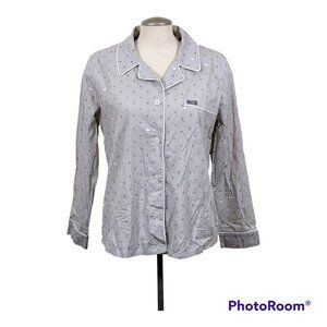 FIGS Womens Pajama Top Medium Gray Long Sleeve EKG Heartbeat Heart Medical Nurse